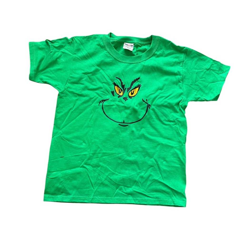 Green Kids T-Shirt with Grinch Face